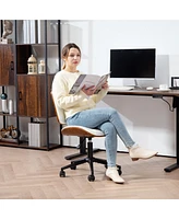 Homcom Home Office Chair No Arms with Wheels, 360 Swivel Desk Chair,