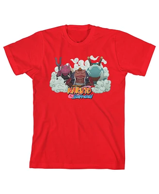 Naruto Boys Shippuden Frog Summoning Jutsu Youth Red Short Sleeve Shirt- Xl