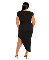 Buxom Couture Plus Sleeveless Asymmetrical Ruched Dress