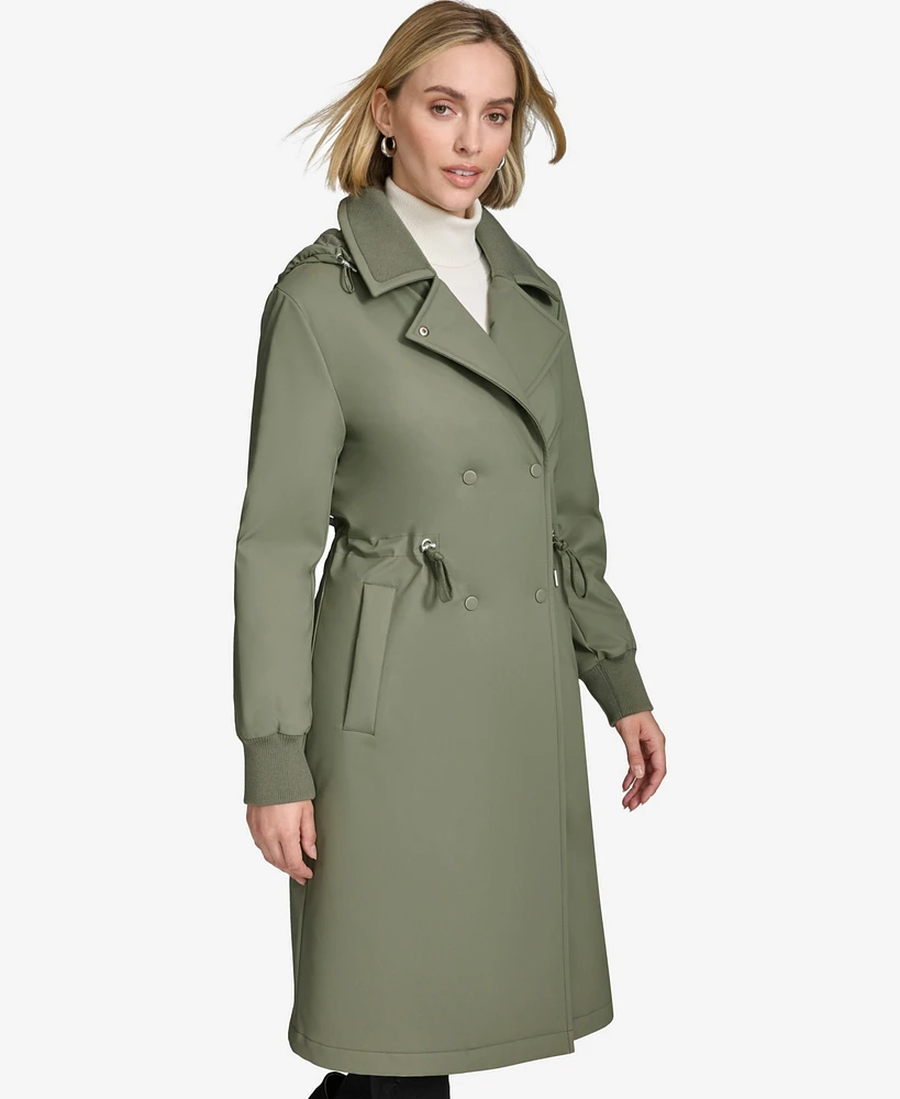 Andrew Marc Women's Finley Rain Shell Hooded Trench
