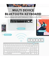 BK10 Bluetooth Keyboard, Wireless Bluetooth Keyboard, Rechargeable Bluetooth 5.1 Multi Device Keyboard