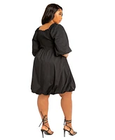 Buxom Couture Plus Smocked Puff Sleeve Bubbled Dress