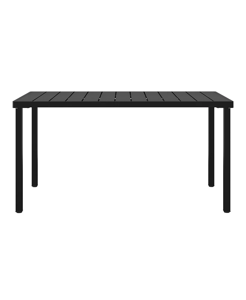 59" Iron Metal Outdoor Rectangular Patio Dining Table For 6
