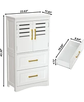 Freestanding Bathroom Cabinet with 2 Drawers and 2 Doors