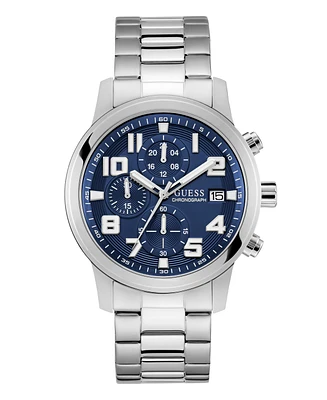 Guess Men's Chronograph Silver-Tone Stainless Steel Watch, 44mm