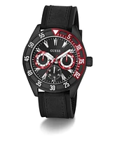 Guess Men's Multifunction Black Silicone Watch, 44mm