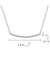 Bling Jewelry Minimalist Modern Cz Bar Sideways Pendant Necklace in Sterling Silver