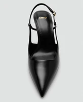 Mango Women's Pointed Toe Leather Heeled Shoes