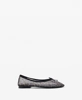 Mango Women's Animal Print Mesh Ballerina Shoes