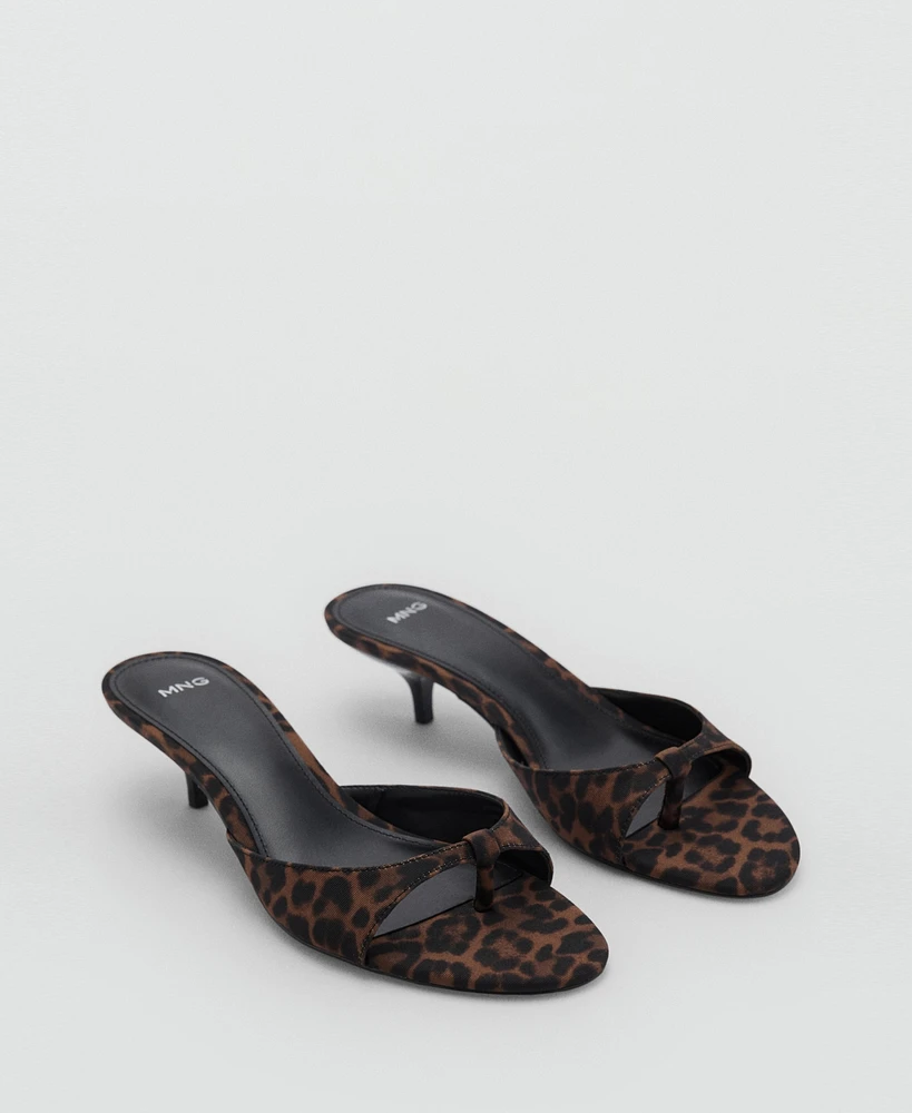 Mango Women's Leopard Print Kitten Heel Sandals