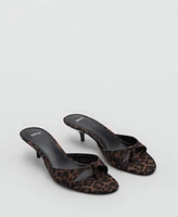 Mango Women's Leopard Print Kitten Heel Sandals