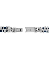 Bulova Men's Link Stainless Steel Blue Corded Bracelet