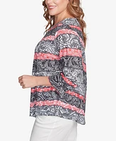 Ruby Rd. Plus Lace Chevron Sublimation Jersey Scoop Neck Top