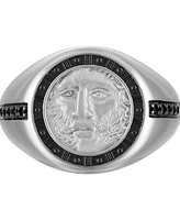 Bulova Men's God of Time Sterling Silver Black Diamond (1/10 ct. t.w.) Ring