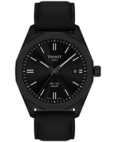 Tissot Men's Swiss Prc 100 Solar Quartz Black Leather Strap Watch 39mm