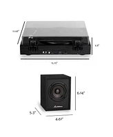 Electrohome Montrose, Upgradable Vinyl Record Player with Huntley, Powered Bluetooth Bookshelf Speakers, 3" Driver, for Warm Natural Sound, Black