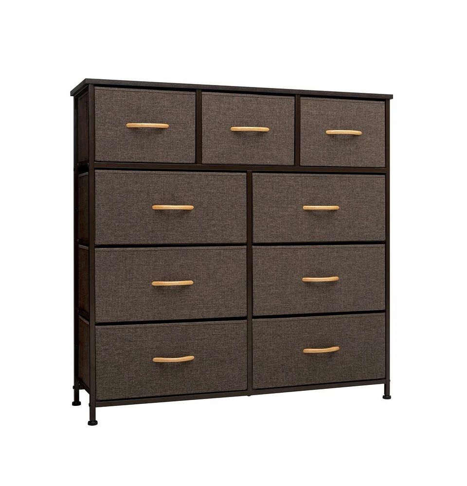 Steel and Fabric 9-Drawer Triple Dresser – Spacious Storage