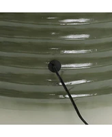 LuxenHome Emerald Ribbed Top with Ivory Bottom 27.56" Tall Resin Fountain with Lights