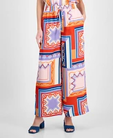T Tahari Women's Printed Wide-Leg Pull-On Pants