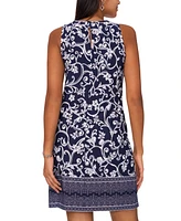 Msk Women's Mixed-Print Keyhole-Back Shift Dress