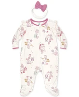 Disney Baby Girls Princesses Footed Coverall & Headband, 2 Piece Set