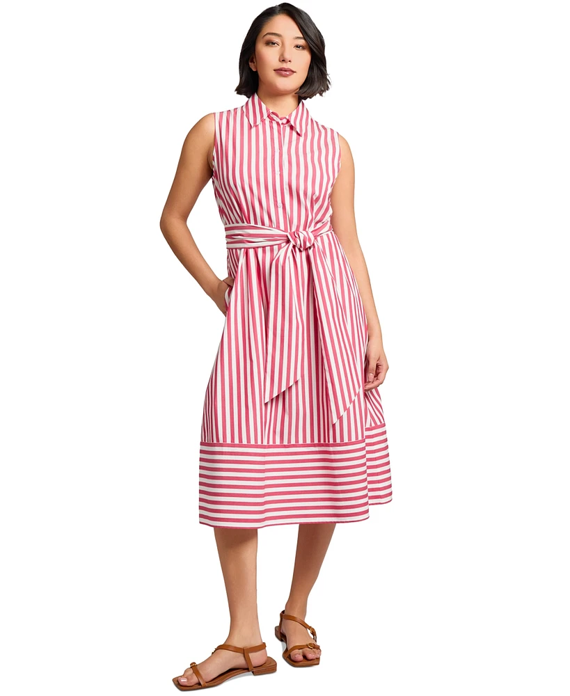 Jones New York Petite Striped Midi Shirtdress