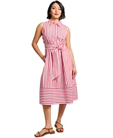 Jones New York Petite Striped Midi Shirtdress