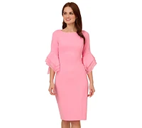 Adrianna Papell Women's Crepe Tiered-Sleeve Sheath Dress