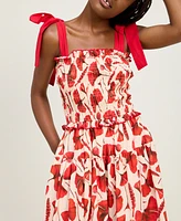 En Saison Women's Josie Smocked Printed Midi Dress