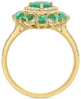 Effy Emerald (2 ct. t.w.) & Diamond (3/8 ct. t.w.) Pear Halo Statement Ring in 14k Gold