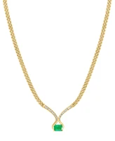 Effy Emerald (1-3/8 ct. t.w.) & Diamond (1/3 ct. t.w.) Fancy 16" Collar Necklace in 14k Gold