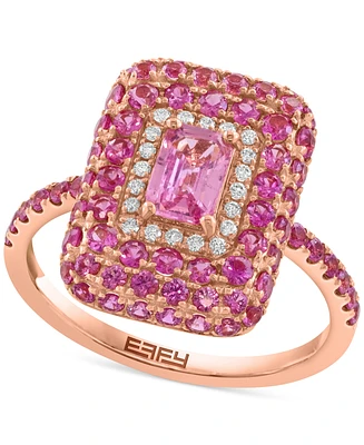 Effy Pink Sapphire (2-1/10 ct. t.w.) & Diamond (1/10 ct. t.w.) Octagon Multi Halo Statement Ring in 14k Rose Gold