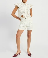 En Saison Women's Chloe Flutter-Sleeve Broderie Anglaise Top
