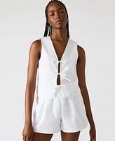 Steve Madden Women's Aliza Sleeveless Tie-Front Top