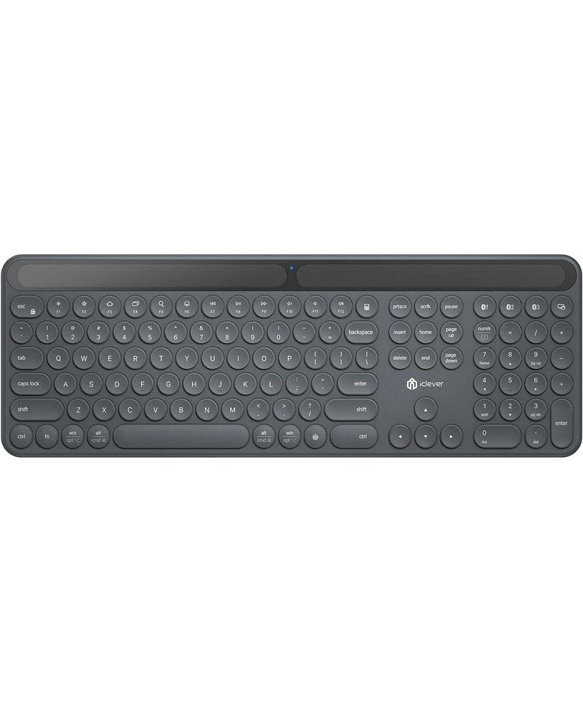 Solar Bluetooth Keyboard, Wireless Keyboard with Solar & Indoor Light Charging, Full Size, 3-Device Connectivity