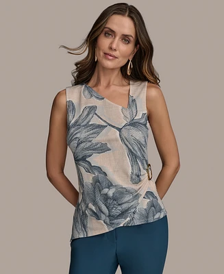 Donna Karan New York Women's Printed Asymmetric Sleeveless Top