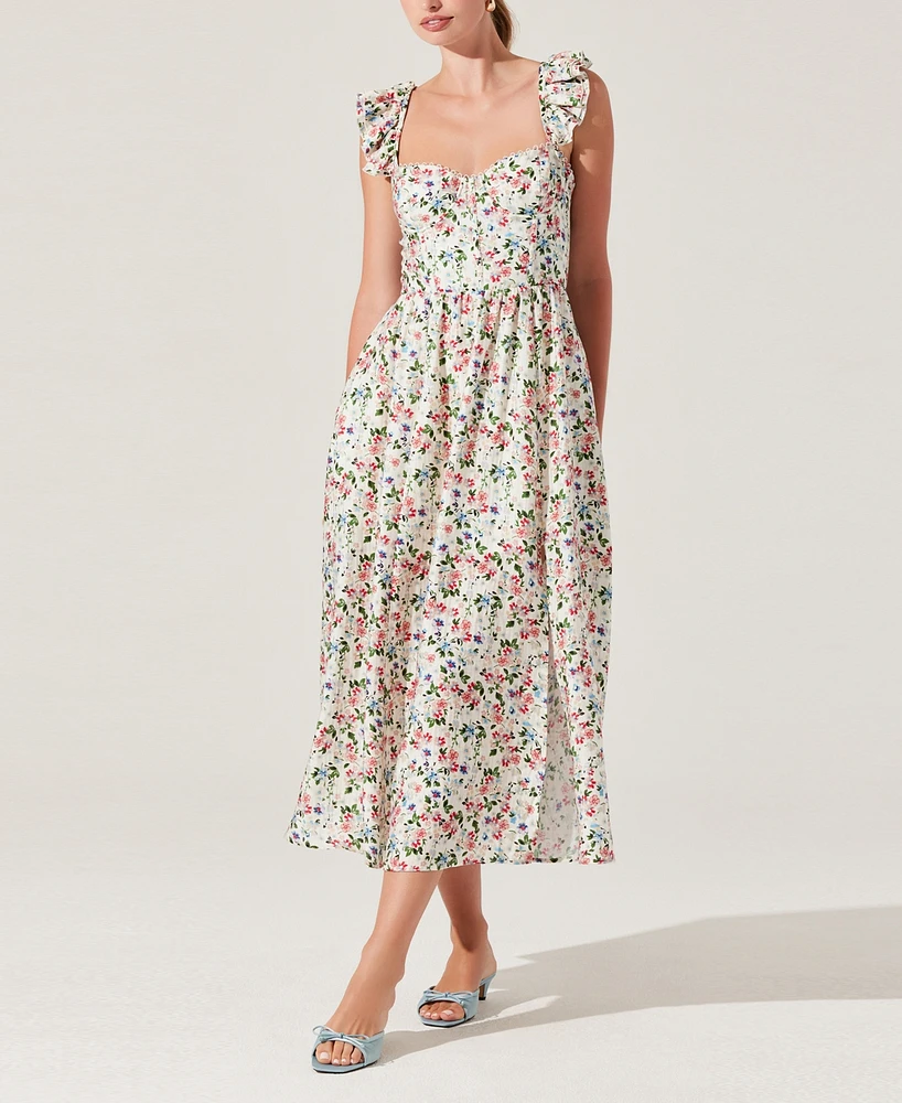 Astr the Label Women's Wedelia Floral Print Sleeveless Midi Dress