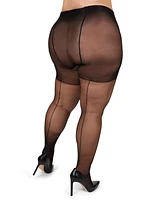 MeMoi Plus Back Seam/Cuban Heel Curvy Control Top Pantyhose Mm-2618