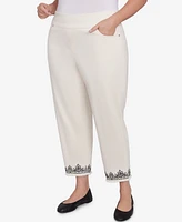 Alfred Dunner Plus Natural Instinct Classic Cuffed Medallion Pull On Ankle Pants