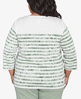 Alfred Dunner Plus Santa Fe Tie Dye Stripe Embroidered Top