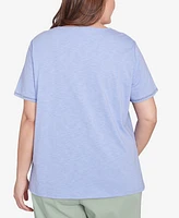 Alfred Dunner Plus Santa Fe Butterfly Embroidered T-Shirt