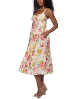 Alex & Sophia Juniors' Floral-Print Cotton Fit Flare Dress