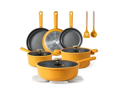 Carote 16pcs Nonstick Cookware set, Pots and Pans, Premium Induction Cookware, Durable & Easy to Clean, Large Frying Pan, Rose Pink
