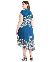 Maggy London Plus Printed Round-Neck A-Line Dress