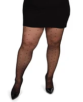 MeMoi Women's Pindot Sheer Curvy Control Top Tights Mm-2301