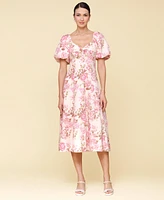 Avec Les Filles Women's Floral-Print Puffed-Sleeve Dress