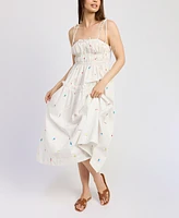En Saison Women's Nellie Cotton Shirred Midi Dress