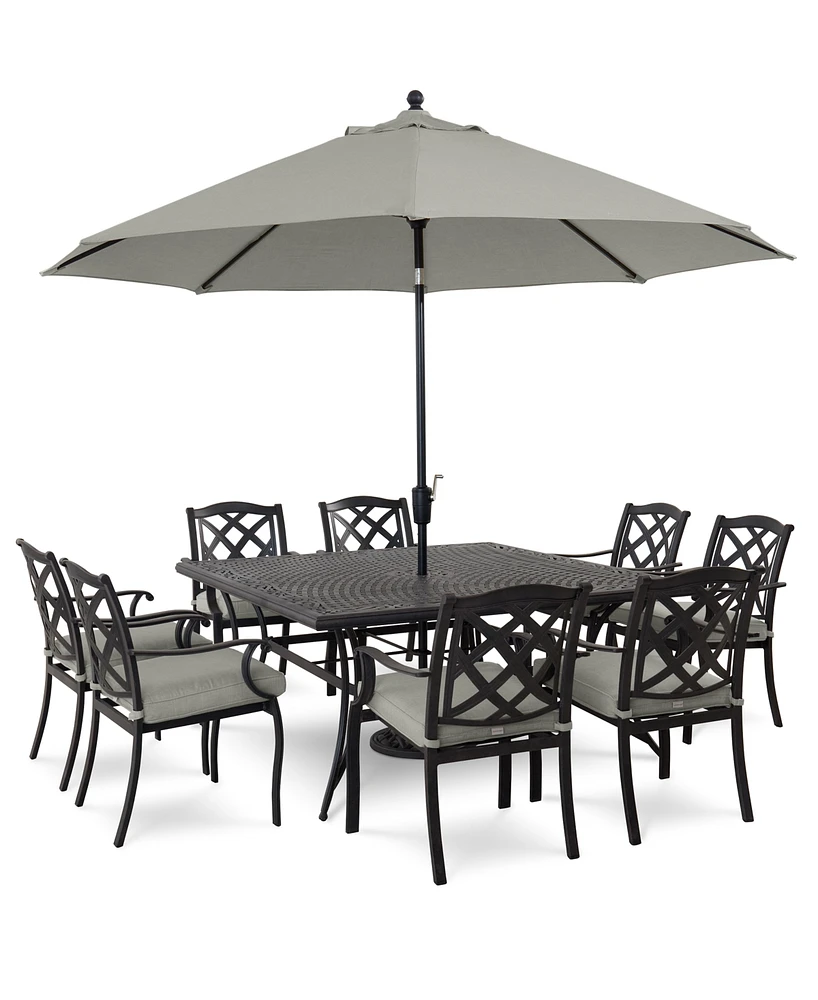 Wythburn Outdoor Dining 9pc Set (64" Square Table & 8 Lattice Chairs), Created for Macy's