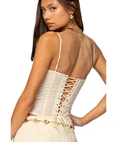 Edikted Women's Avena Linen Look Lacey Corset