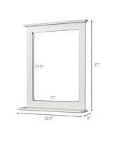 Gymax Bathroom Wall Mirror W/Shelf Square Vanity Makeup Mirror Multipurpose Usage